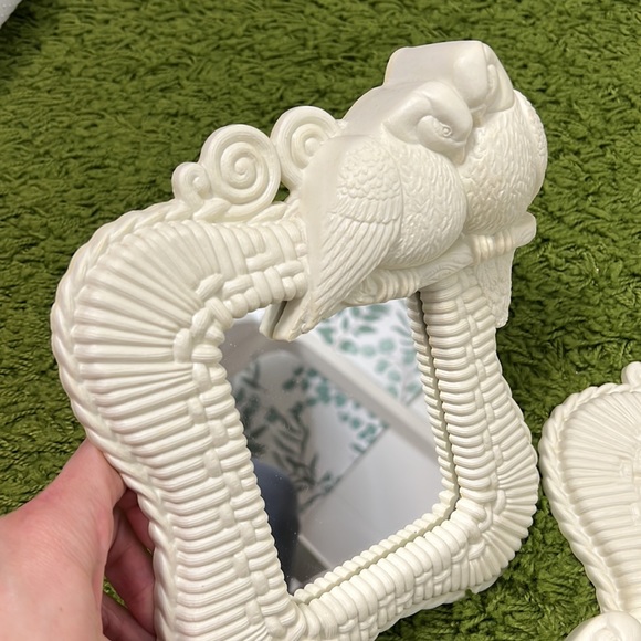 Vintage love bird plastic framed mirrors set of 2 - Picture 3 of 8